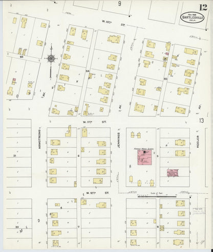 Sanborn Fire Insurance Map from Bartlesville, Washington County, Oklahoma (1909), Sheet #0012 - Complete Map Set gallery image, historic Sanborn map, vintage wall art, Oklahoma Oklahoma