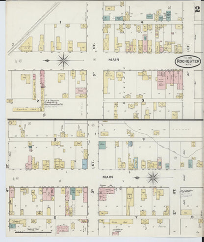 Sanborn Fire Insurance Map from Rochester, Oakland County, Michigan (1890), Sheet #0002 - Historic Sanborn Fire Insurance Map Print, vintage old map wall art, antique decor, genealogy gift, Michigan Michigan map