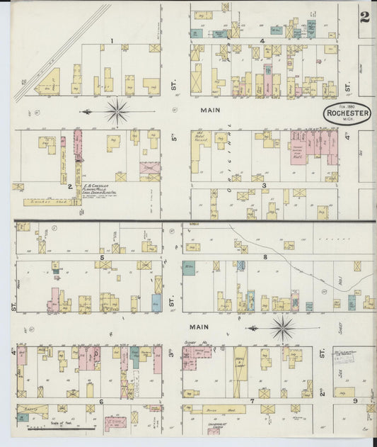 Sanborn Fire Insurance Map from Rochester, Oakland County, Michigan (1890), Sheet #0002 - Historic Sanborn Fire Insurance Map Print, vintage old map wall art, antique decor, genealogy gift, Michigan Michigan map