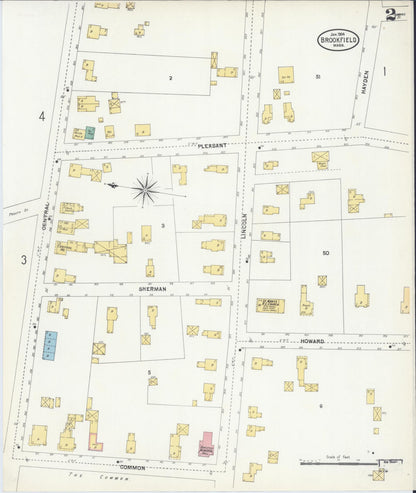 Sanborn Fire Insurance Map from Brookfield, Worcester County, Massachusetts (1904), Sheet #0002 - Complete Map Set gallery image, historic Sanborn map, vintage wall art, Massachusetts Massachusetts