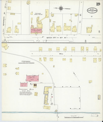 Sanborn Fire Insurance Map from Tuscaloosa, Tuscaloosa County, Alabama (1910), Sheet #0019 - Complete Map Set gallery image, historic Sanborn map, vintage wall art, Alabama Alabama