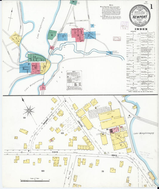 Sanborn Fire Insurance Map from Newport, Orleans County, Vermont (1905), Sheet #0001 - Historic Sanborn Fire Insurance Map Print, vintage old map wall art, antique decor, genealogy gift, Vermont Vermont map