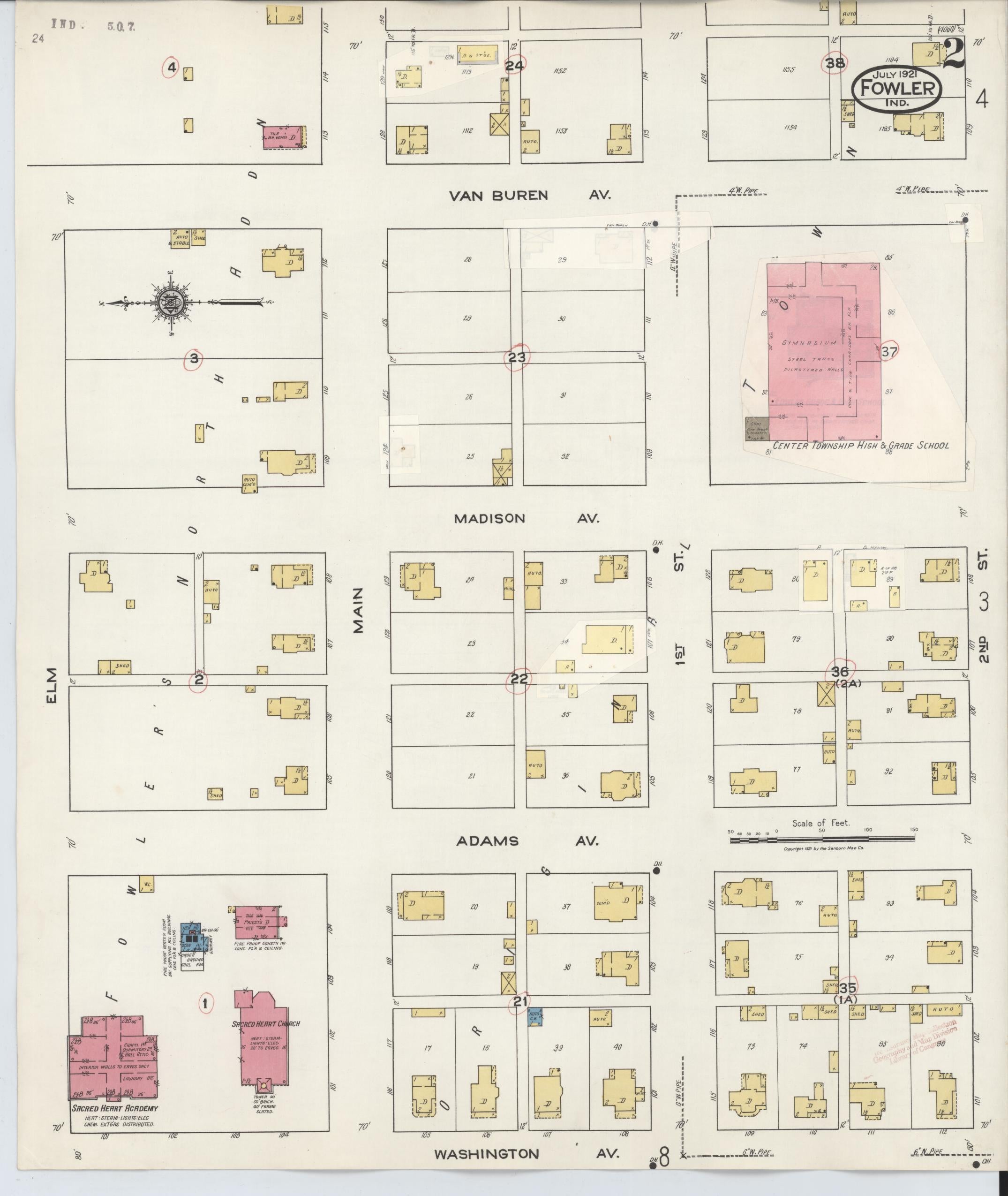 Sanborn Fire Insurance Map from Fowler, Benton County, Indiana (1932 ...