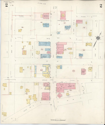 Sanborn Fire Insurance Map from Crossville, Cumberland County, Tennessee (1942), Sheet #0002 - Complete Map Set gallery image, historic Sanborn map, vintage wall art, Tennessee Tennessee