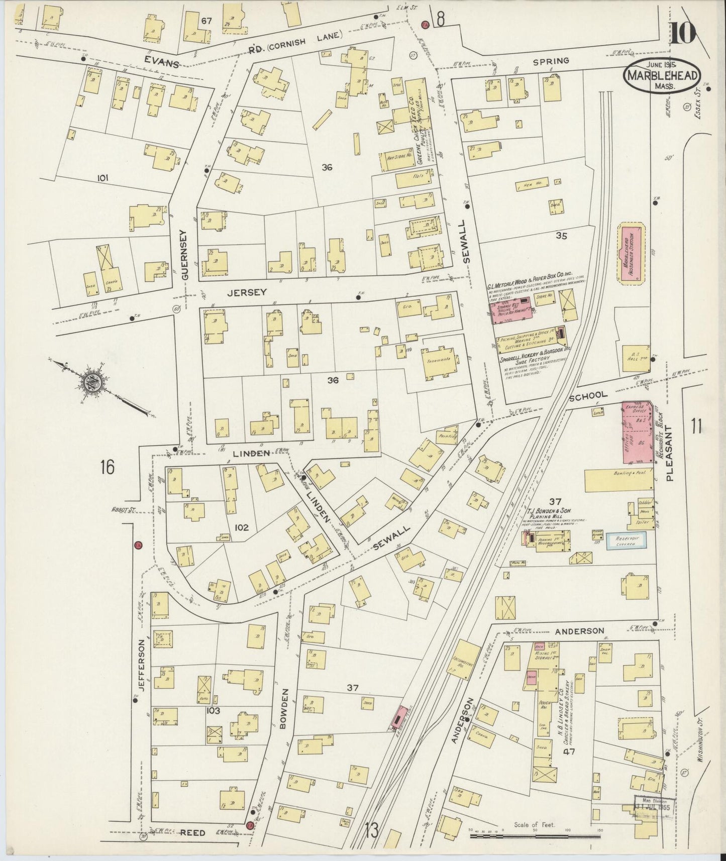 Sanborn Fire Insurance Map from Marblehead, Essex County, Massachusetts (1915), Sheet #0010 - Complete Map Set gallery image, historic Sanborn map, vintage wall art, Massachusetts Massachusetts