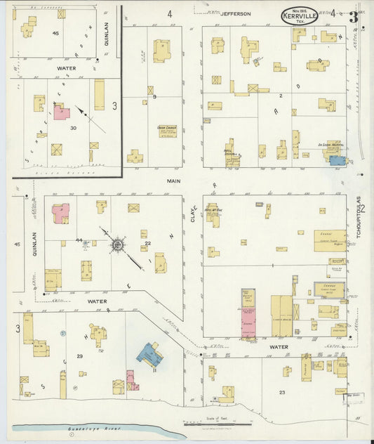 Sanborn Fire Insurance Map from Kerrville, Kerr County, Texas (1916), Sheet #0003 - Historic Sanborn Fire Insurance Map Print, vintage old map wall art, antique decor, genealogy gift, Texas Texas map