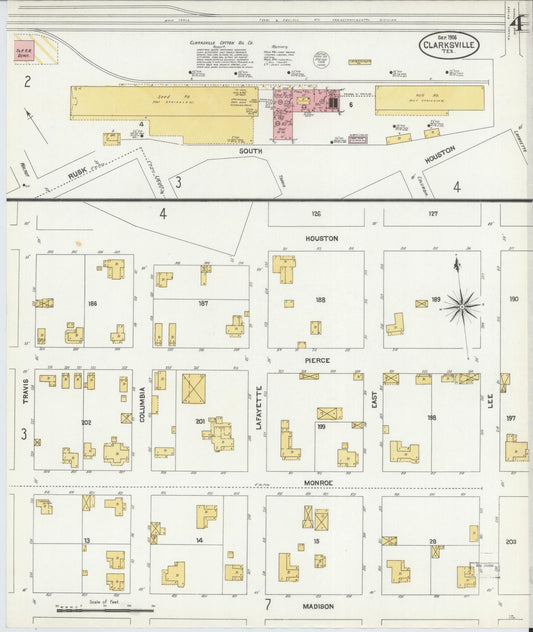 Sanborn Fire Insurance Map from Clarksville, Red River County, Texas (1906), Sheet #0004 - Historic Sanborn Fire Insurance Map Print, vintage old map wall art, antique decor, genealogy gift, Texas Texas map