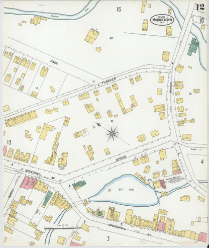 Sanborn Fire Insurance Map from Morristown, Morris County, New Jersey (1901), Sheet #0012 - Complete Map Set gallery image, historic Sanborn map, vintage wall art, New Jersey New Jersey