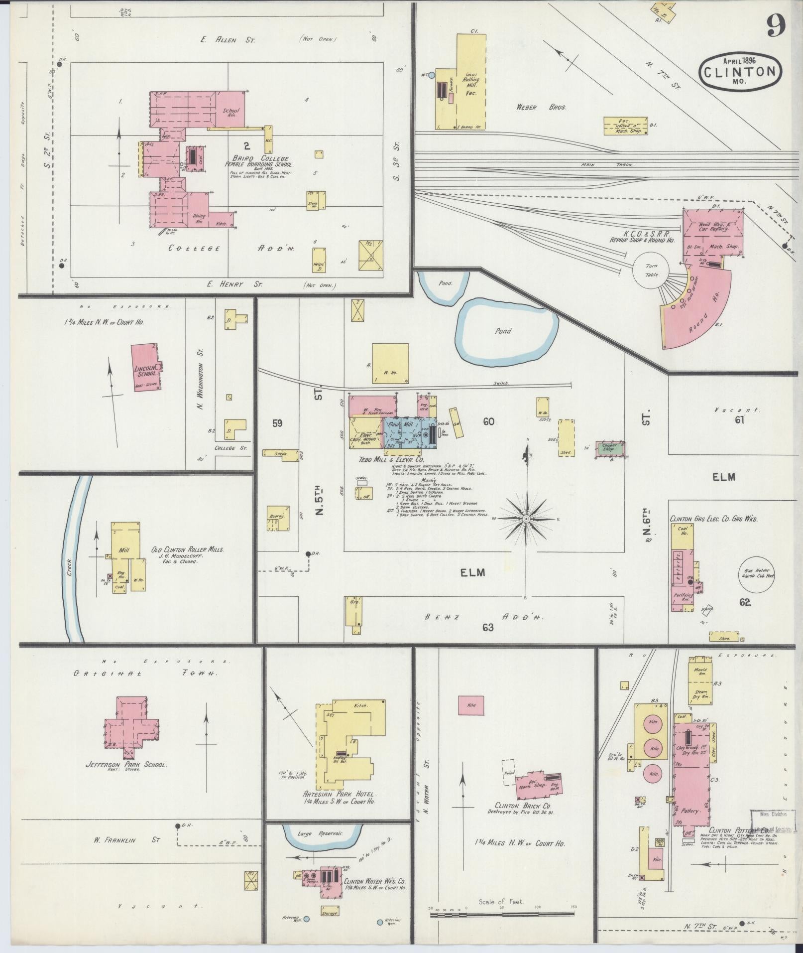 Sanborn Fire Insurance Map from Clinton, Henry County, Missouri (1896), Sheet #0009 - Complete Map Set gallery image, historic Sanborn map, vintage wall art, Missouri Missouri