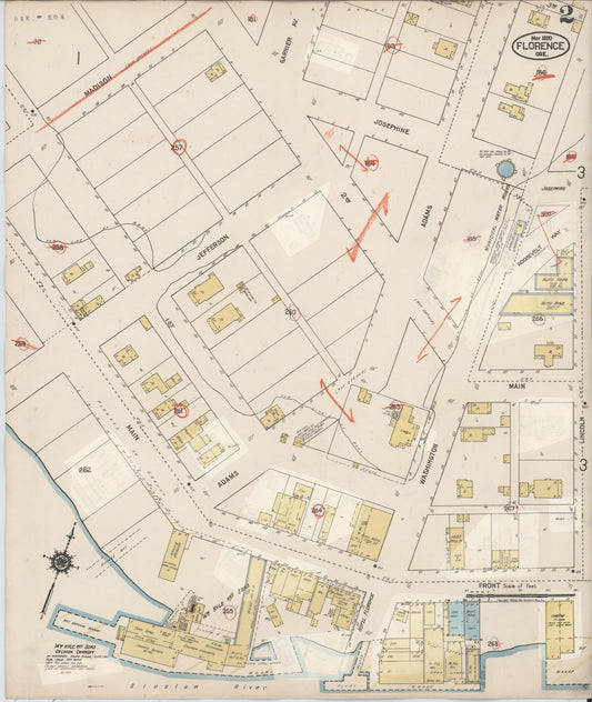 Sanborn Fire Insurance Map from Florence, Lane County, Oregon (1930), Sheet #0002 - Historic Sanborn Fire Insurance Map Print, vintage old map wall art, antique decor, genealogy gift, Oregon Oregon map