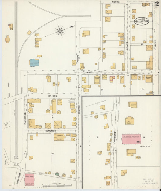 Sanborn Fire Insurance Map from Gallitzin, Cambria County, Pennsylvania (1900), Sheet #0002 - Historic Sanborn Fire Insurance Map Print, vintage old map wall art, antique decor, genealogy gift, Pennsylvania Pennsylvania map