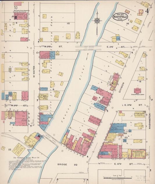 Sanborn Fire Insurance Map from Northfield, Rice County, Minnesota (1922), Sheet #0004 - Historic Sanborn Fire Insurance Map Print, vintage old map wall art, antique decor, genealogy gift, Minnesota Minnesota map