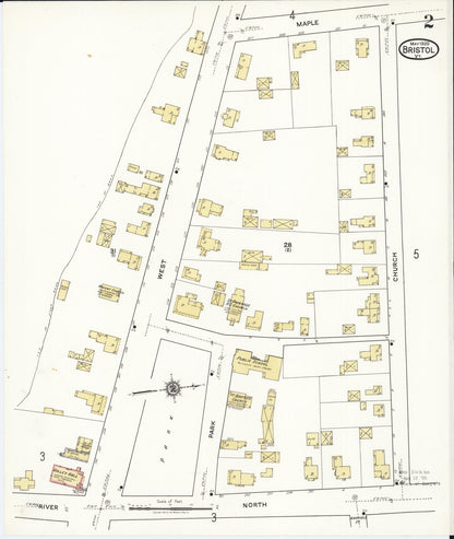 Sanborn Fire Insurance Map from Bristol, Addison County, Vermont (1920), Sheet #0002 - Complete Map Set gallery image, historic Sanborn map, vintage wall art, Vermont Vermont