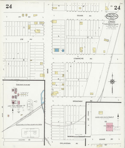 Sanborn Fire Insurance Map from Ponca City, Kay County, Oklahoma (1925), Sheet #0024 - Complete Map Set gallery image, historic Sanborn map, vintage wall art, Oklahoma Oklahoma