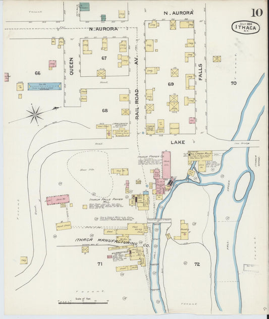 Sanborn Fire Insurance Map from Ithaca, Tompkins County, New York (1888), Sheet #0010 - Historic Sanborn Fire Insurance Map Print, vintage old map wall art, antique decor, genealogy gift, New York New York map