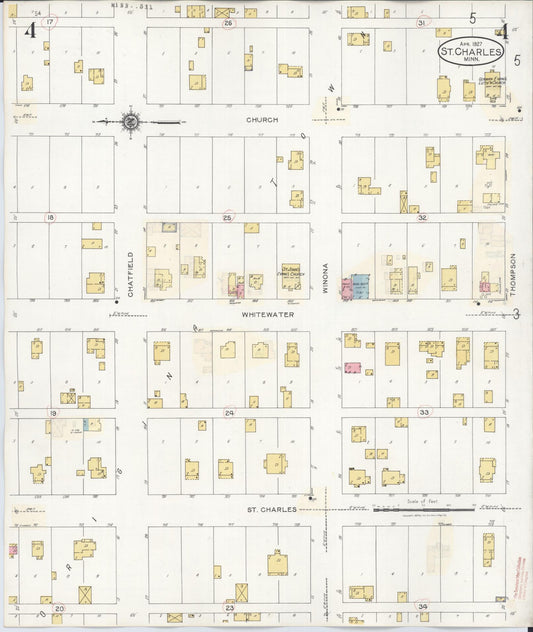 Sanborn Fire Insurance Map from Saint Charles, Winona County, Minnesota (1940), Sheet #0004 - Historic Sanborn Fire Insurance Map Print, vintage old map wall art, antique decor, genealogy gift, Minnesota Minnesota map