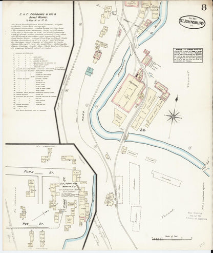 Sanborn Fire Insurance Map from Saint Johnsbury, Caledonia County, Vermont (1884), Sheet #0008 - Complete Map Set gallery image, historic Sanborn map, vintage wall art, Vermont Vermont