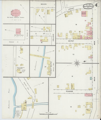 Sanborn Fire Insurance Map from Buckhannon, Upshur County, West Virginia (1894), Sheet #0004 - Complete Map Set gallery image, historic Sanborn map, vintage wall art, West Virginia West Virginia