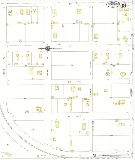 Sanborn Fire Insurance Map from Coeur D'alene, Kootenai County, Idaho (1921), Sheet #0018 - Historic Sanborn Fire Insurance Map Print, vintage old map wall art, antique decor, genealogy gift, Idaho Idaho map