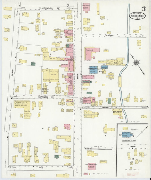 Sanborn Fire Insurance Map from Schoharie, Schoharie County, New York (1909), Sheet #0003 - Historic Sanborn Fire Insurance Map Print, vintage old map wall art, antique decor, genealogy gift, New York New York map