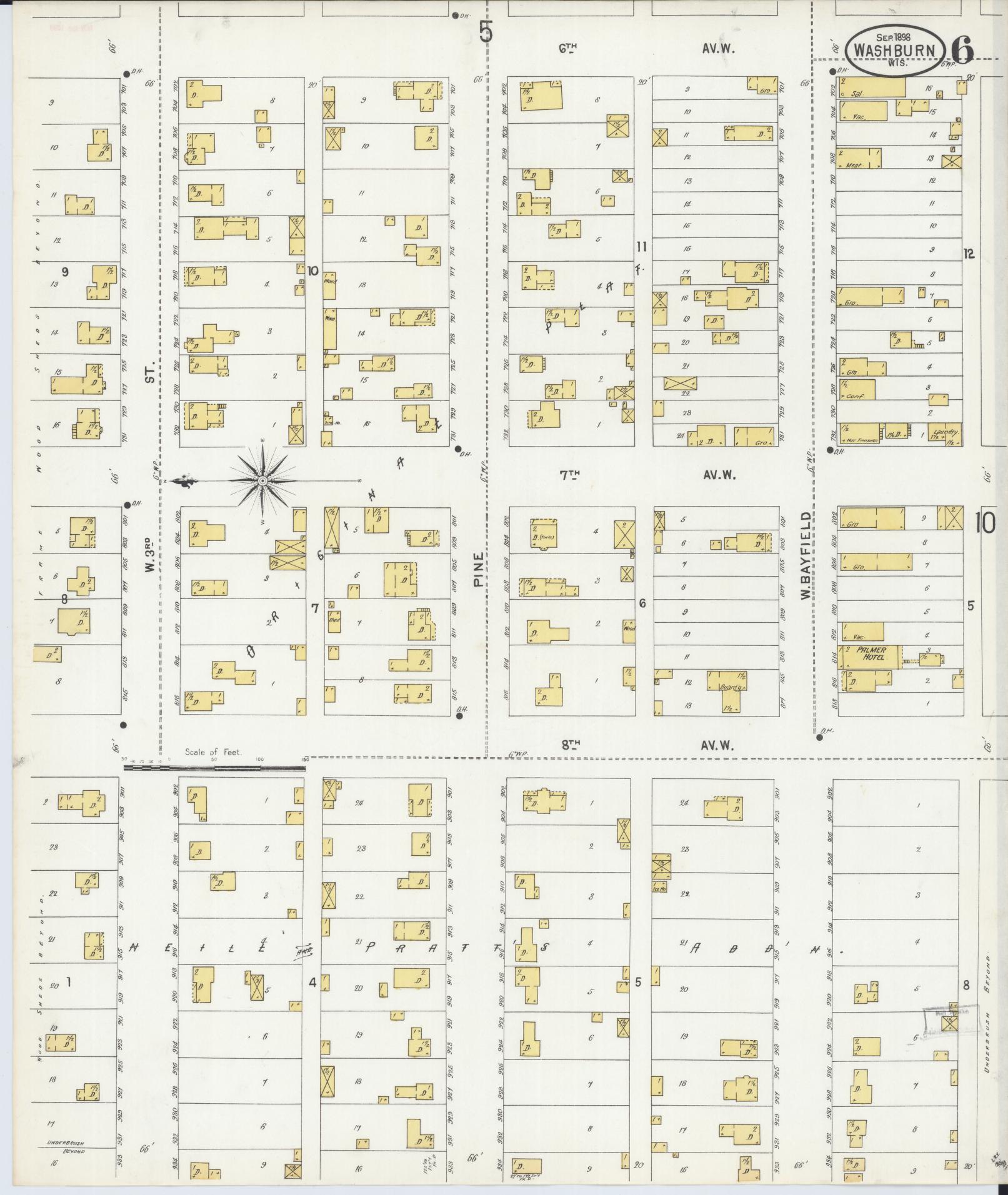 Sanborn Fire Insurance Map from Washburn, Bayfield County, Wisconsin (1898), Sheet #0006 - Complete Map Set gallery image, historic Sanborn map, vintage wall art, Wisconsin Wisconsin