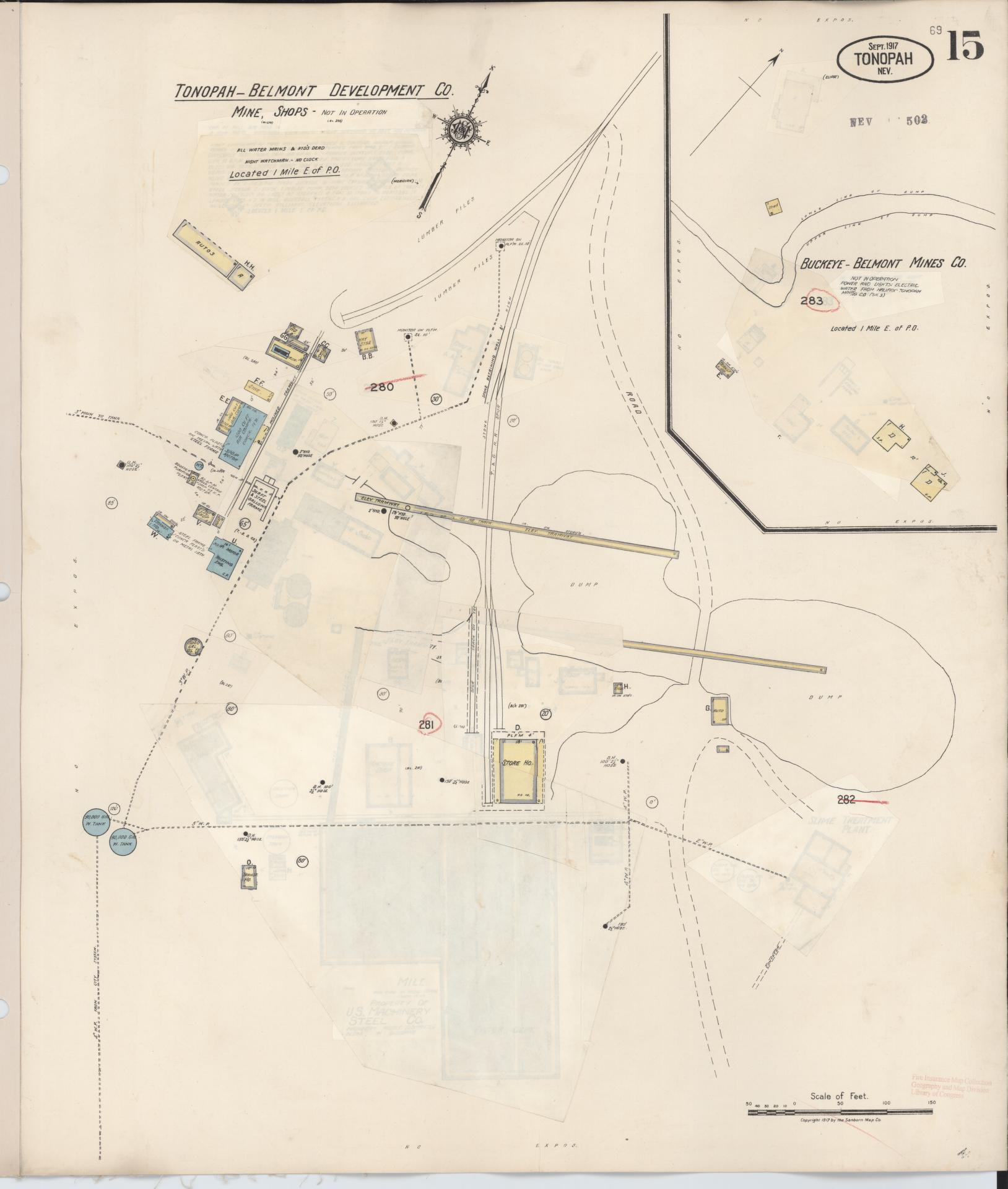 Sanborn Fire Insurance Map from Tonopah, Nye County, Nevada (1941), Sheet #0015 - Complete Map Set gallery image, historic Sanborn map, vintage wall art, Nevada Nevada