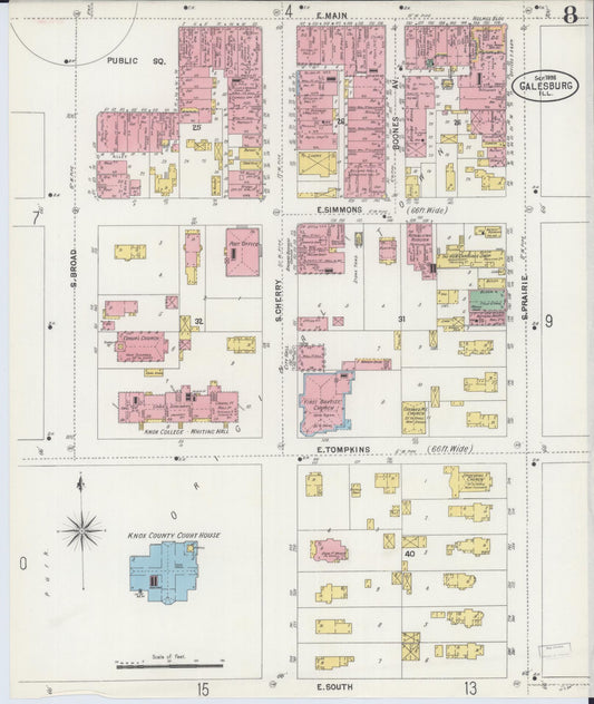 Sanborn Fire Insurance Map from Galesburg, Knox County, Illinois (1898), Sheet #0008 - Historic Sanborn Fire Insurance Map Print, vintage old map wall art, antique decor, genealogy gift, Illinois Illinois map