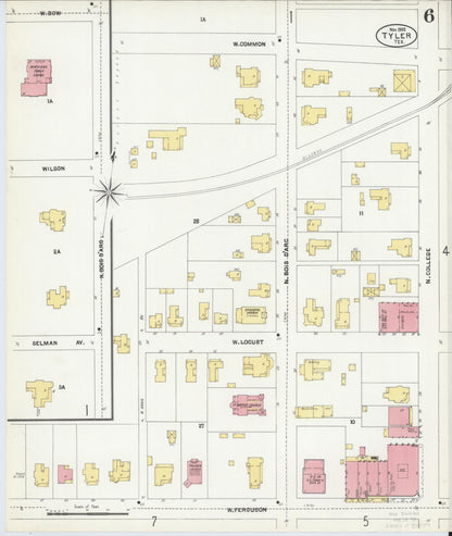 Sanborn Fire Insurance Map from Tyler, Smith County, Texas (1902), Sheet #0006 - Complete Map Set gallery image, historic Sanborn map, vintage wall art, Texas Texas