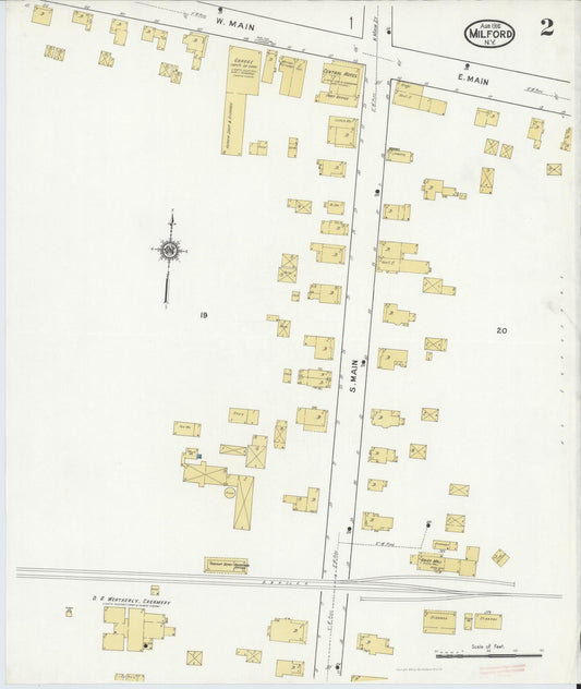 Sanborn Fire Insurance Map from Milford, Otsego County, New York (1916), Sheet #0002 - Historic Sanborn Fire Insurance Map Print, vintage old map wall art, antique decor, genealogy gift, New York New York map