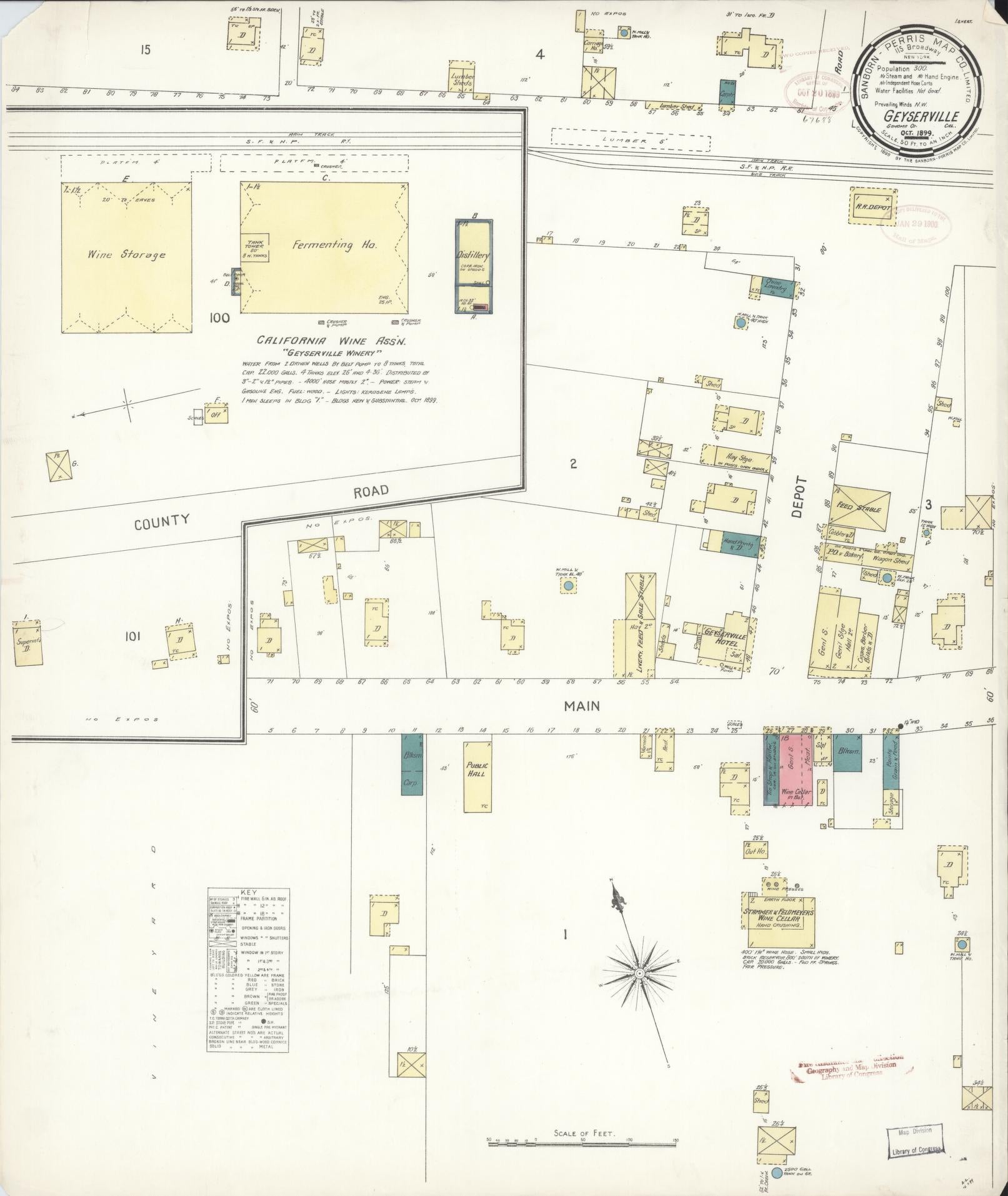 Sanborn Fire Insurance Map from Geyserville, Sonoma County, California (1899), Sheet #0001 - Historic Sanborn Fire Insurance Map Print, vintage old map wall art, antique decor, genealogy gift, California California map
