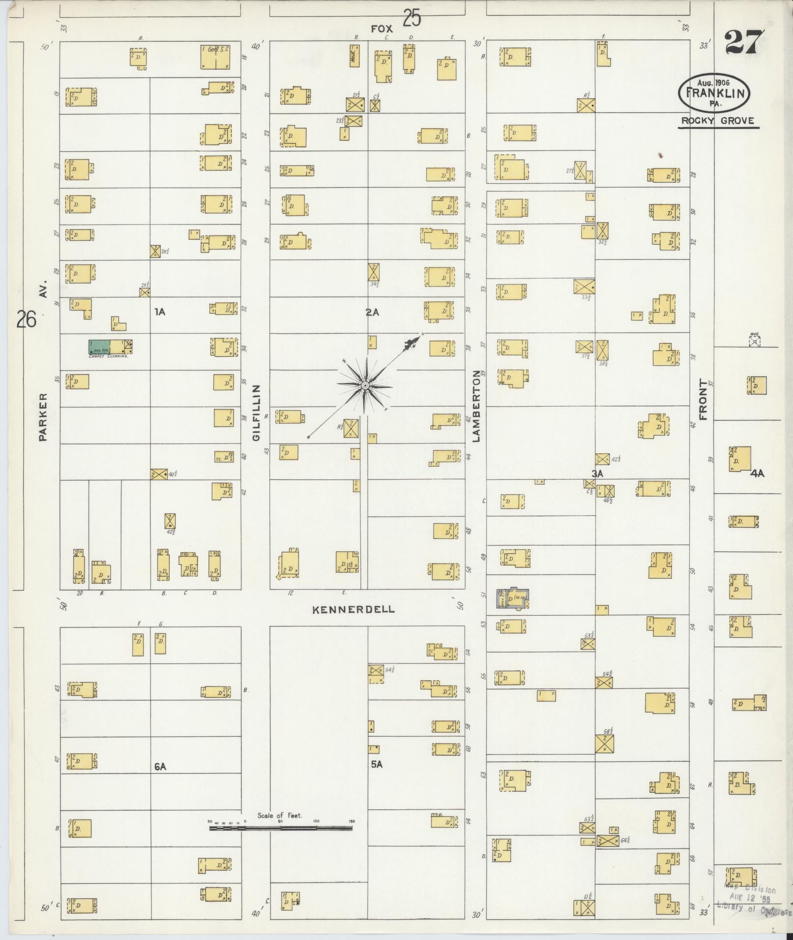 Sanborn Fire Insurance Map from Franklin, Venango County, Pennsylvania (1906), Sheet #0027 - Historic Sanborn Fire Insurance Map Print, vintage old map wall art, antique decor, genealogy gift, Pennsylvania Pennsylvania map