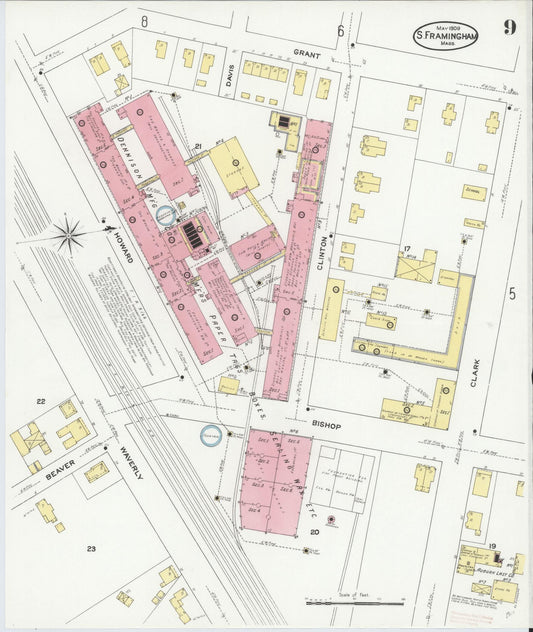 Sanborn Fire Insurance Map from South Farmington, Middlesex County, Massachusetts (1909), Sheet #0009 - Historic Sanborn Fire Insurance Map Print, vintage old map wall art, antique decor, genealogy gift, Massachusetts Massachusetts map