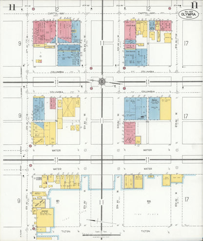 Sanborn Fire Insurance Map from Olympia, Thurston County, Washington (1924), Sheet #0011 - Complete Map Set gallery image, historic Sanborn map, vintage wall art, Washington Washington