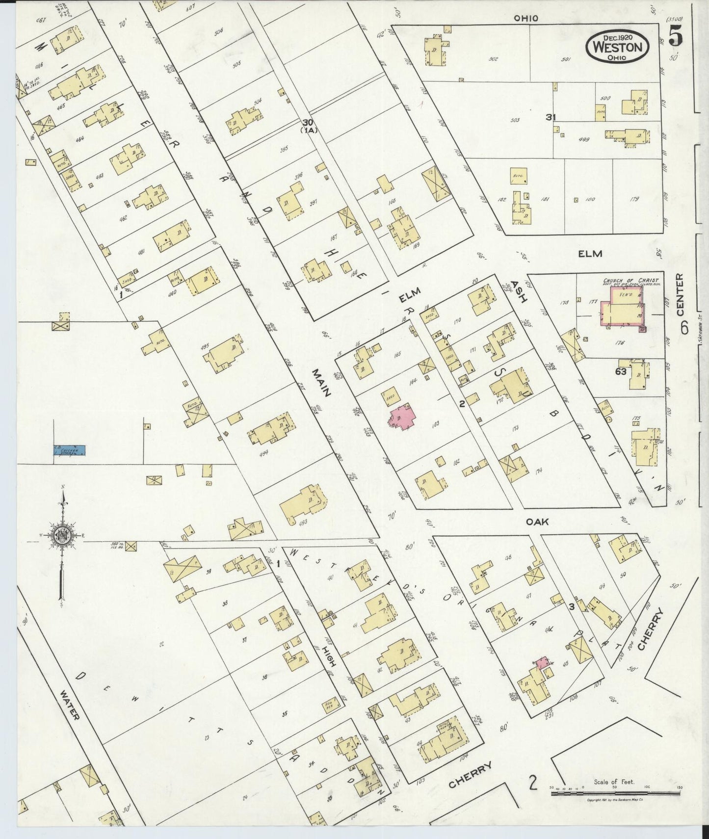 Sanborn Fire Insurance Map from Weston, Wood County, Ohio (1920), Sheet #0005 - Historic Sanborn Fire Insurance Map Print, vintage old map wall art, antique decor, genealogy gift, Ohio Ohio map