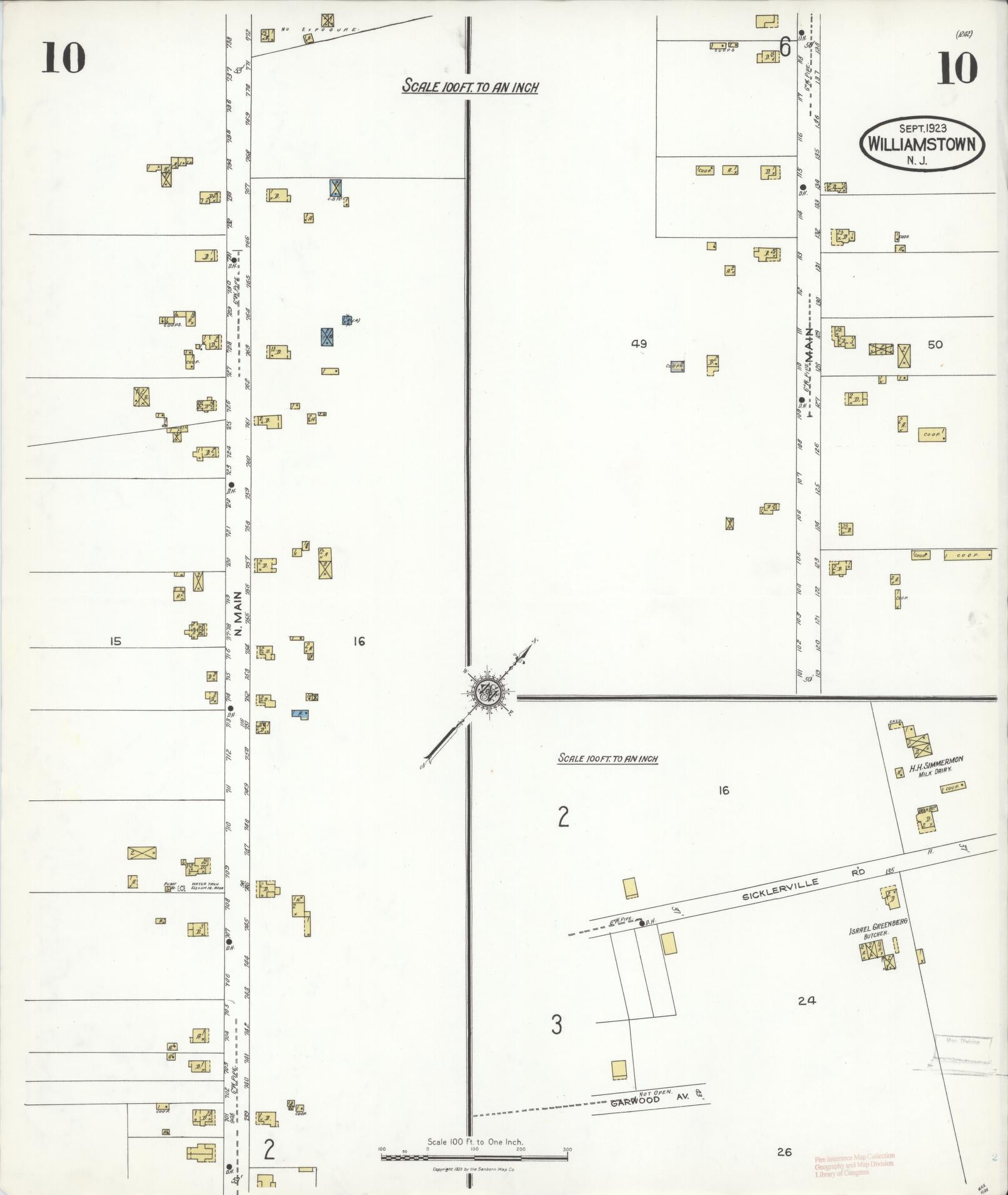 Sanborn Fire Insurance Map from Williamstown, Gloucester County, New Jersey (1923), Sheet #0010 - Complete Map Set gallery image, historic Sanborn map, vintage wall art, New Jersey New Jersey