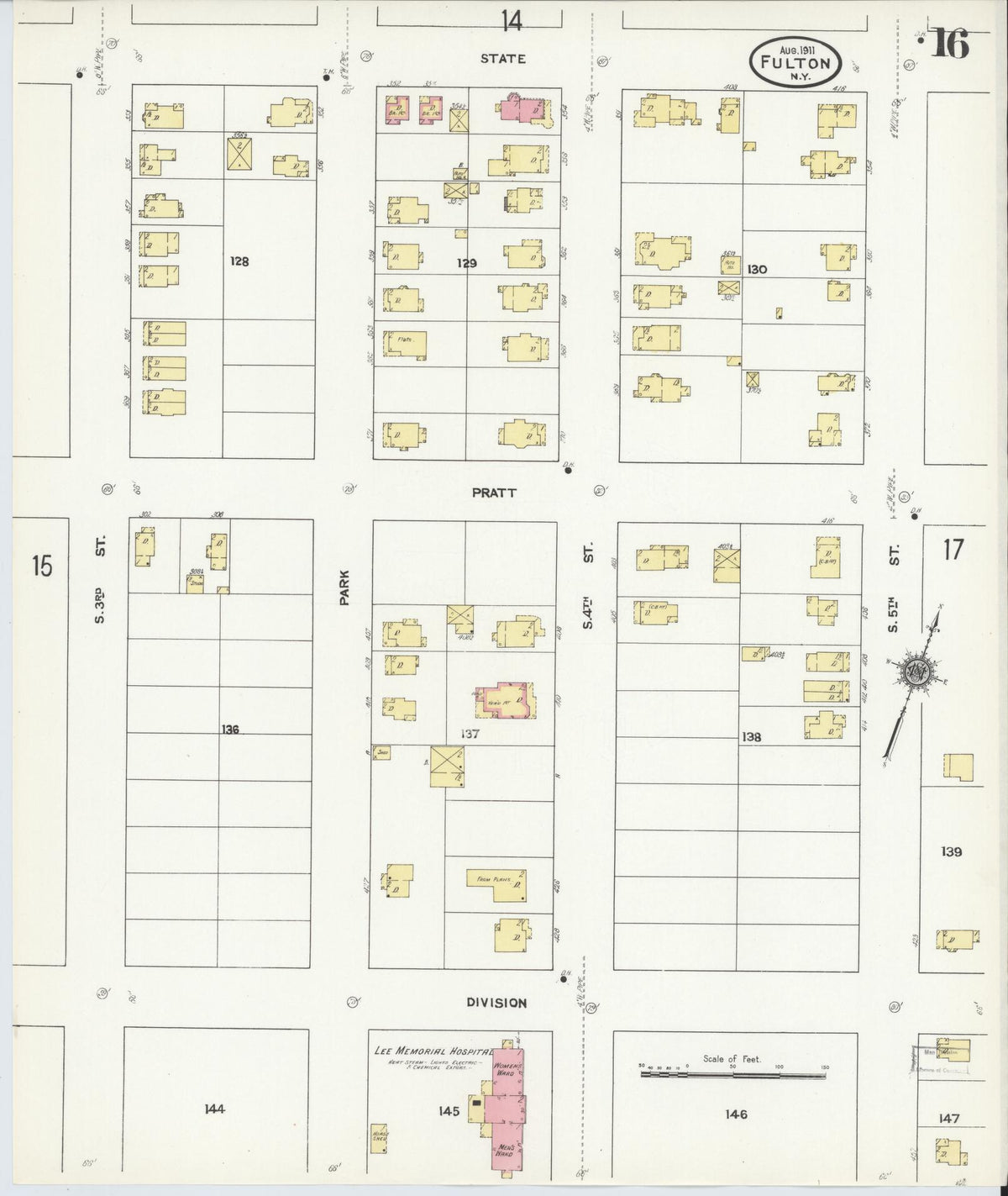 Sanborn Fire Insurance Map from Fulton, Oswego County, New York (1911), Sheet #0016 - Complete Map Set gallery image, historic Sanborn map, vintage wall art, New York New York
