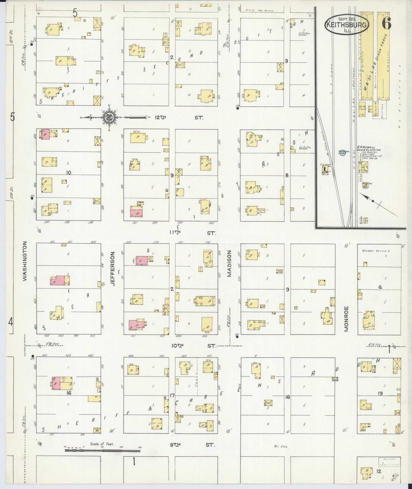 Sanborn Fire Insurance Map from Keithsburg, Mercer County, Illinois (1913), Sheet #0006 - Historic Sanborn Fire Insurance Map Print, vintage old map wall art, antique decor, genealogy gift, Illinois Illinois map