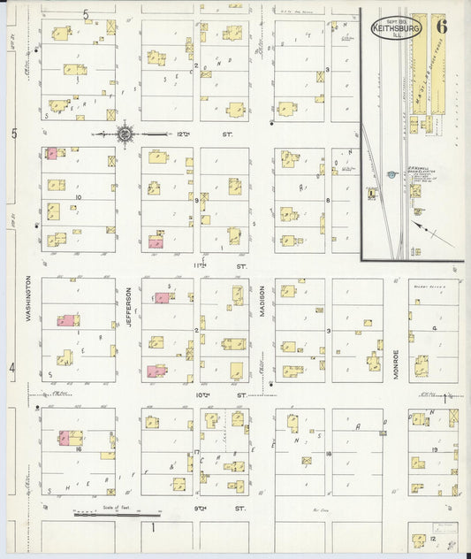 Sanborn Fire Insurance Map from Keithsburg, Mercer County, Illinois (1913), Sheet #0006 - Historic Sanborn Fire Insurance Map Print, vintage old map wall art, antique decor, genealogy gift, Illinois Illinois map