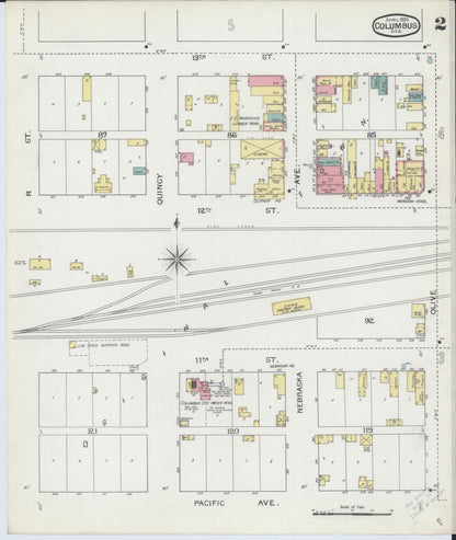 Sanborn Fire Insurance Map from Columbus, Platte County, Nebraska (1893), Sheet #0002 - Complete Map Set gallery image, historic Sanborn map, vintage wall art, Nebraska Nebraska