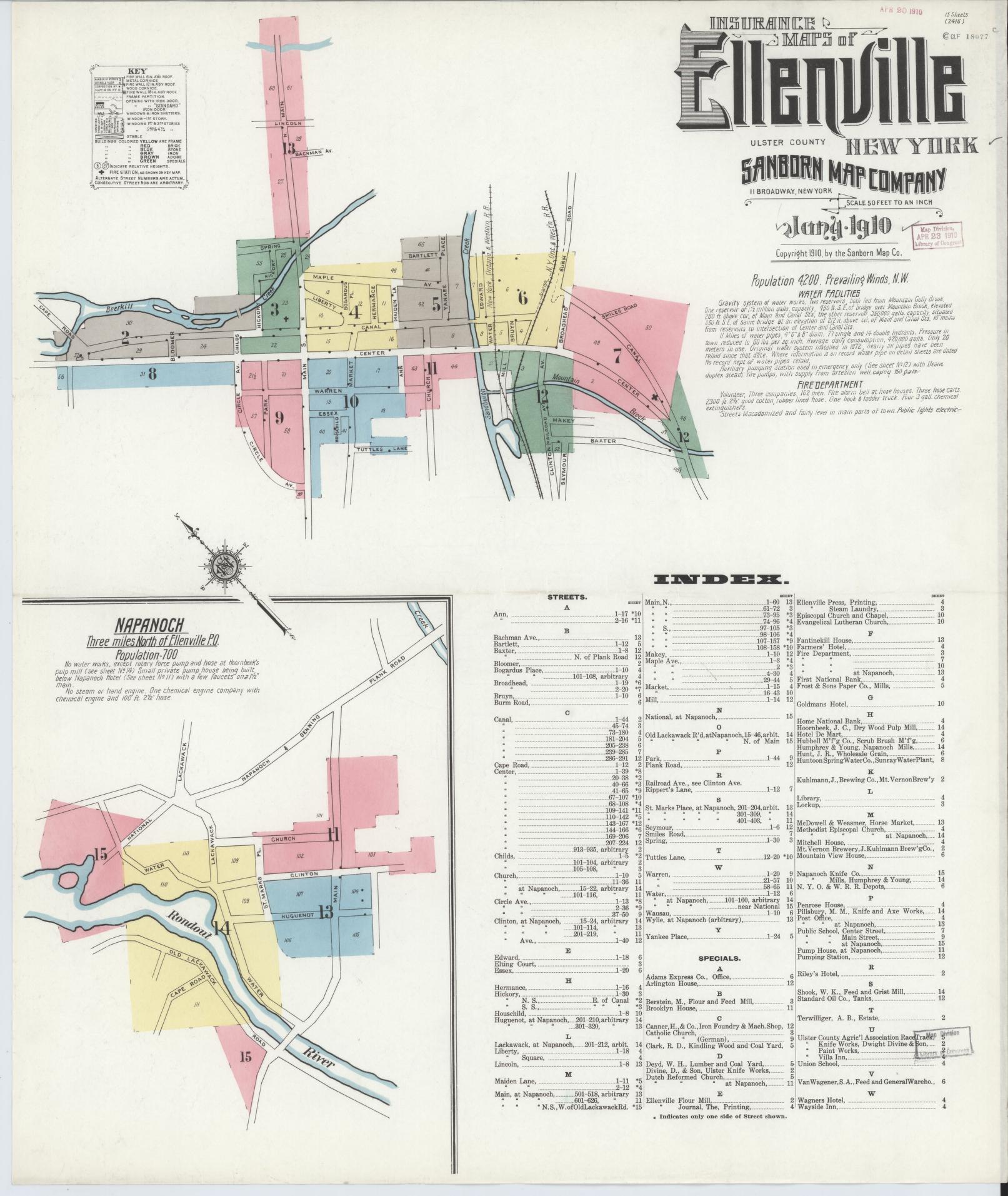 Sanborn Fire Insurance Map from Ellenville, Ulster County, New York. (1910) – Historic Sanborn Fire Insurance Map Print