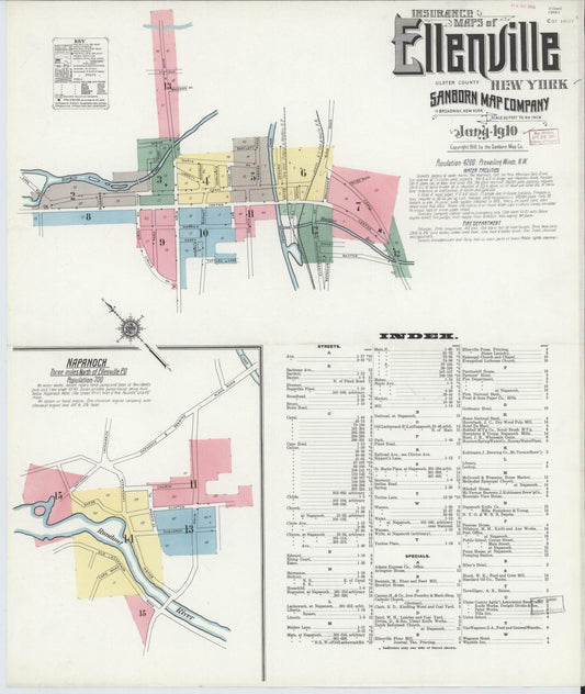 Sanborn Fire Insurance Map from Ellenville, Ulster County, New York. (1910) – Historic Sanborn Fire Insurance Map Print
