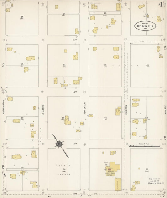 Sanborn Fire Insurance Map from Oregon City, Clackamas County, Oregon (1911), Sheet #0004 - Historic Sanborn Fire Insurance Map Print, vintage old map wall art, antique decor, genealogy gift, Oregon Oregon map