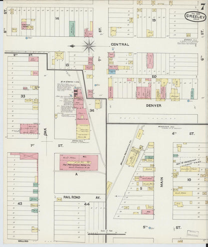 Sanborn Fire Insurance Map from Greeley, Weld County, Colorado (1891), Sheet #0007 - Complete Map Set gallery image, historic Sanborn map, vintage wall art, Colorado Colorado