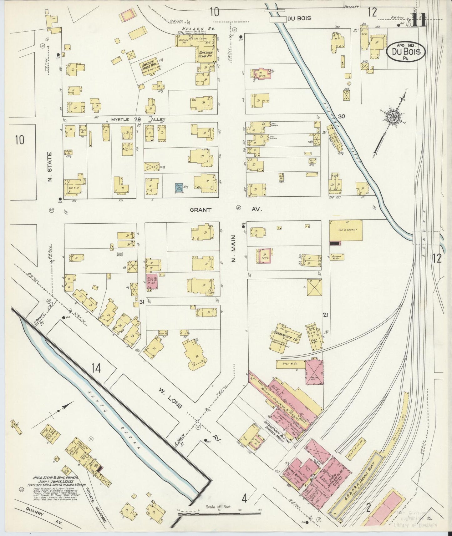 Sanborn Fire Insurance Map from Du Bois, Clearfield County, Pennsylvania (1913), Sheet #0011 - Historic Sanborn Fire Insurance Map Print, vintage old map wall art, antique decor, genealogy gift, Pennsylvania Pennsylvania map