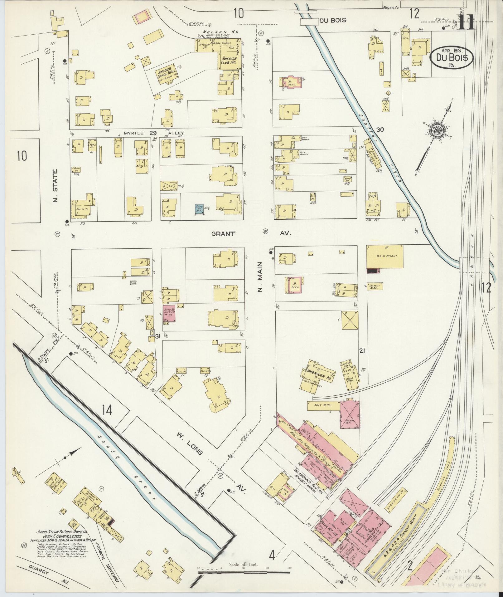 Sanborn Fire Insurance Map from Du Bois, Clearfield County, Pennsylvania (1913), Sheet #0011 - Historic Sanborn Fire Insurance Map Print, vintage old map wall art, antique decor, genealogy gift, Pennsylvania Pennsylvania map