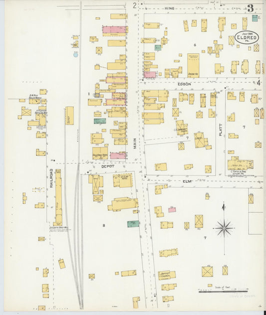 Sanborn Fire Insurance Map from Eldred, McKean County, Pennsylvania (1904), Sheet #0003 - Historic Sanborn Fire Insurance Map Print, vintage old map wall art, antique decor, genealogy gift, Pennsylvania Pennsylvania map