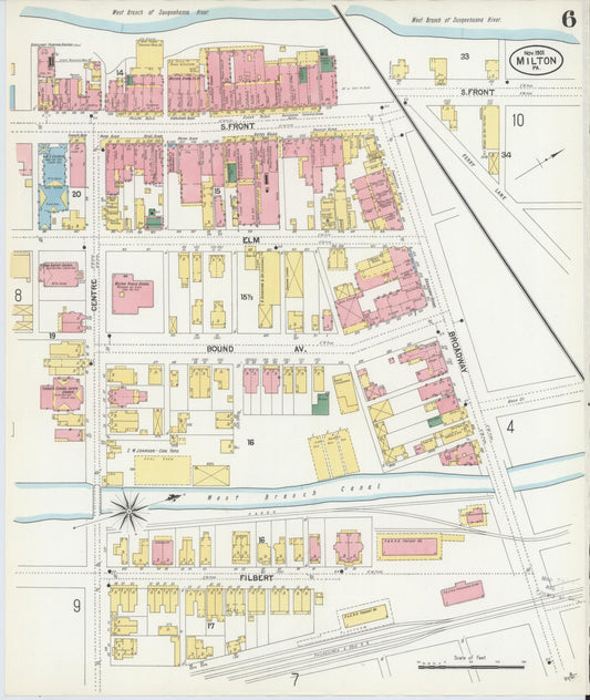 Sanborn Fire Insurance Map from Milton, Northumberland County, Pennsylvania (1901), Sheet #0006 - Historic Sanborn Fire Insurance Map Print, vintage old map wall art, antique decor, genealogy gift, Pennsylvania Pennsylvania map