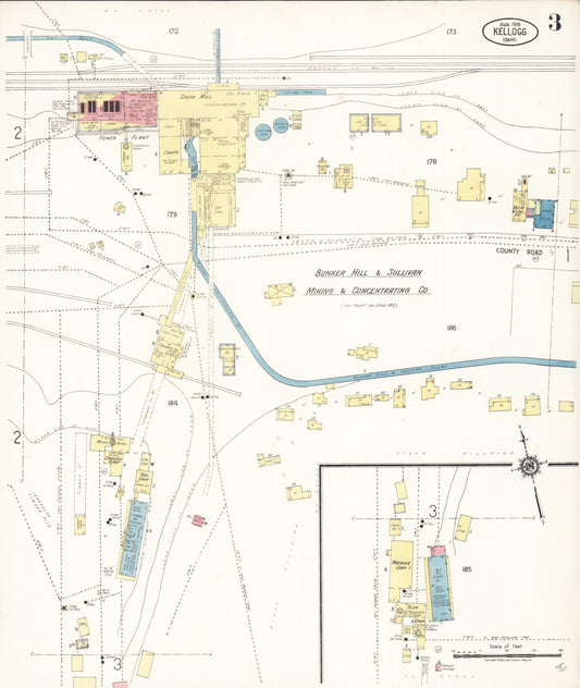 Sanborn Fire Insurance Map from Kellogg, Shoshone County, Idaho (1918), Sheet #0003 - Historic Sanborn Fire Insurance Map Print, vintage old map wall art, antique decor, genealogy gift, Idaho Idaho map