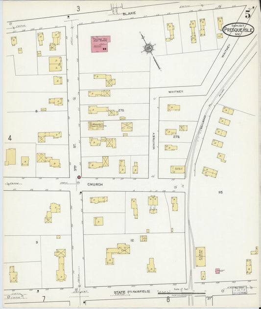 Sanborn Fire Insurance Map from Presque Isle, Aroostook County, Maine (1917), Sheet #0005 - Historic Sanborn Fire Insurance Map Print, vintage old map wall art, antique decor, genealogy gift, Maine Maine map