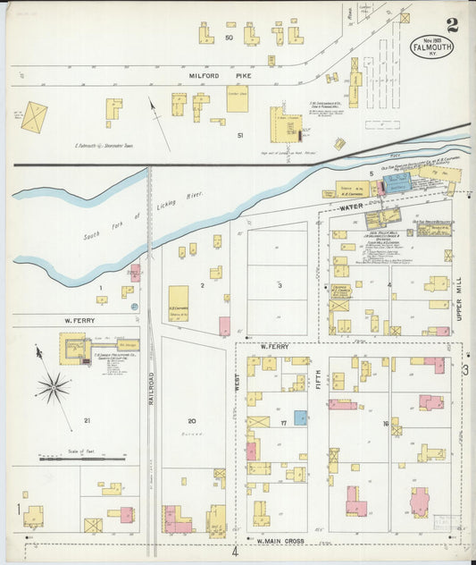 Sanborn Fire Insurance Map from Falmouth, Pendleton County, Kentucky (1903), Sheet #0002 - Historic Sanborn Fire Insurance Map Print, vintage old map wall art, antique decor, genealogy gift, Kentucky Kentucky map